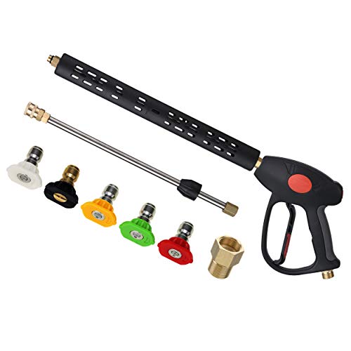 M MINGLE Replacement Pressure Washer Gun with Extension Wand, M22 15mm or M22 14mm Fitting, 5 Nozzle Tips, 40 Inch, 4000 PSI