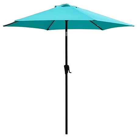 COBANA 7.5Ft Patio Garden Outdoor Market Umbrella with Tilt and Crank Turquoise