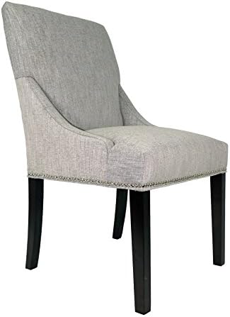 Sole Designs, Inc Marie Collection Lucky Upholstered Spring Seat Double Dow Dining Chairs (Set of 2) with Nailhead Trim, Platinum