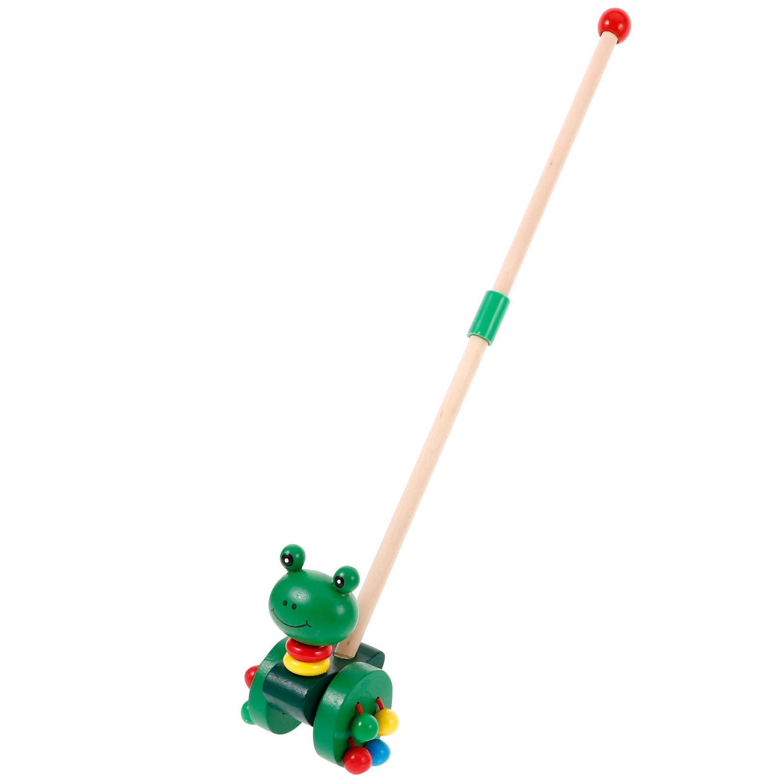 NUOBESTY Baby Wood Pushing Pull Toys Cartoon Animal Baby Walker Push Toy Pull Along Toddler Learning Balance Walking s (Frog)