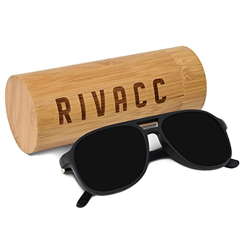 Rivacc Lentes de Sol Polarizados con Protección UV400 y Bisagras Flexibles, Unisex para Hombre y Mujer, Hechos a Mano con Madera de Bambú, Incluye Estuche, Milan
