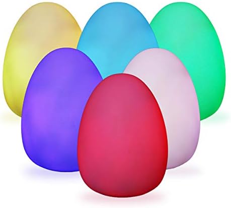 Aokely Color-Changing LED Mood Light (Pack of 6) LED Egg Light Nightlight 7 RGB Colors Battery Operated Decorative Party Lighting