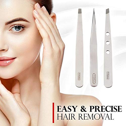 Titania Germany Tweezers Slanted - Professional Incline Tip - Precision & Accuracy Hair Plucker for Daily Routine Beauty Routine - Made In Germany