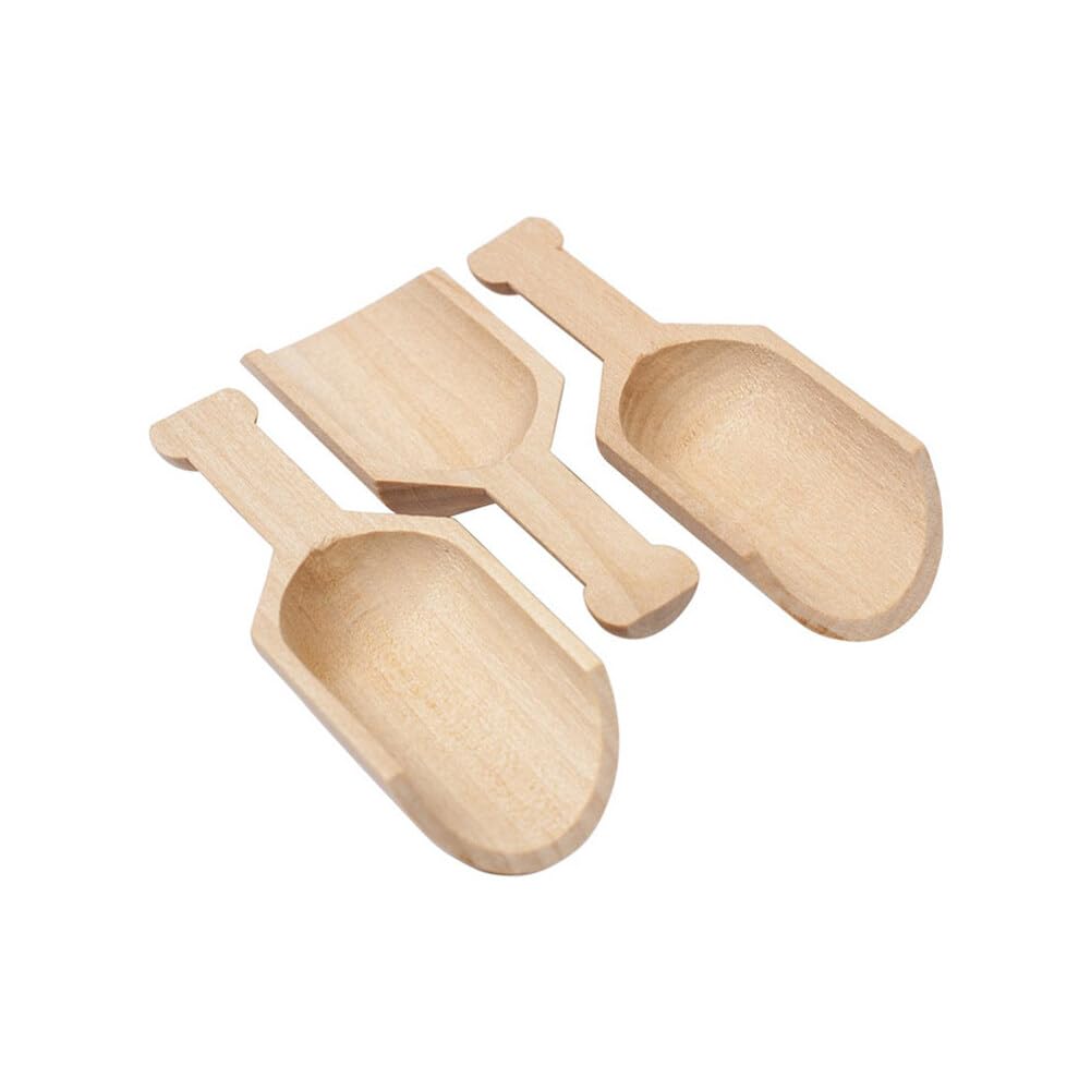 3PCS Mini Wooden Scoops Spoons Small Bath Salt Spoons for Sugar Scrubs Spices Tea Sugar Washing Powder Parties Bath Salts