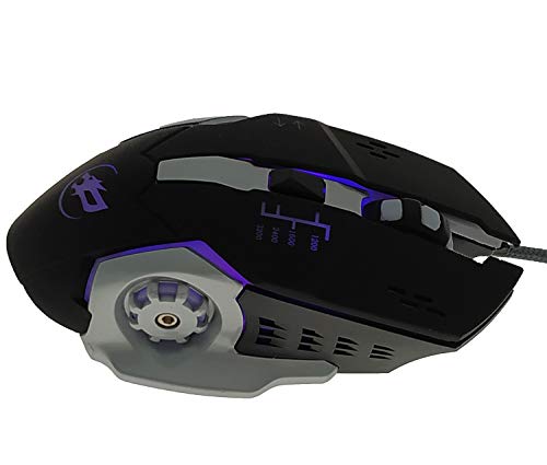 High Precision DPI Symmetrical Optical USB Wired Mouse with 7 Soothing LED Colors, 6 Buttons,Ergonomic