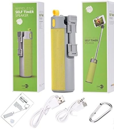 IHG, Bluetooth Speaker with Built-in Selfie Stick &amp; 2000 mAh Power bank, ALL 4 in 1, Bluetooth Speaker with Mic, Power Bank &amp; Selfie Stick (YELLOW)