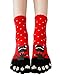 Urban CoCo Women Toe Socks Funky Finger Socks Lucky Cat Toes Socks (red)