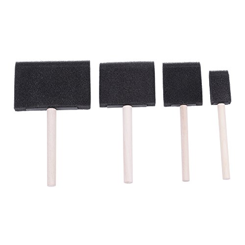 Ruiqas Foam Sponge Paint Brush, 4Pcs Foam Sponge Brush with Wooden Handle for Painting/Graffiti/Dust Cleaning
