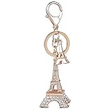 Crystal Eiffel Tower Keyring Rhinestone Purse Bag Charm Pendant Keychain Christmas Gift for Girl Woman Lady (Eiffel Tower-Gold)