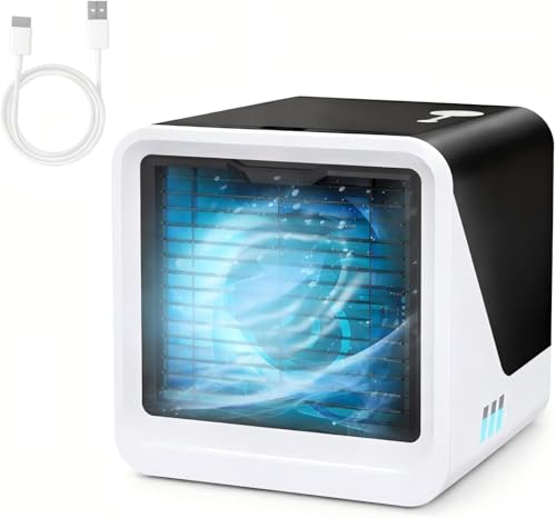 Portable Mini Air Conditioner - Quiet USB-C Cooler, 3 Speed, Ideal for Bedroom, Office and Travel
