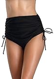 FanShou Women Classic Ruched Tie Side High Waisted Bikini Tankini Bottom Swim Brief