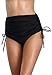 FanShou Women Classic Ruched Tie Side High Waisted Bikini Tankini Bottom Swim Brief