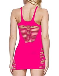 Woosifun damaes Mallas Lencería Ropa de dormir Cuello en V Babydoll Mini vestido de una pieza Talla única LST1