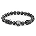 POSHFEEL Gun Black Crown Spacer Cubic Zirconia Spartan Skull Bracelets for Men 8mm Stone Beads, 7.7