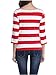 FENSACE Womens 3/4 Sleeve Cotton Red and White Striped T-Shirt,Red,Small