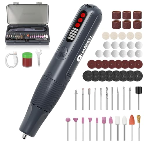 HARDELL Mini Electric Drill 8V, Multifunction Rotary Tool, 5 Speed, 61 Accessories, Digital Display, Type-C, LED Light, Magnetic Suction, For Drilling, Engraving, Polishing, DIY