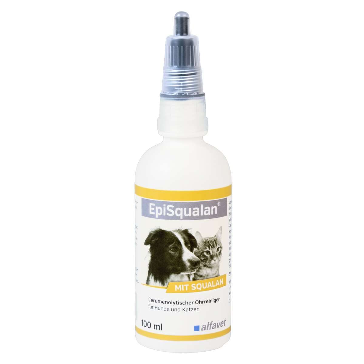 EpiSqualan Contents: 100 ml Ear Cleaner for Dogs and Cats Cerumenolytic Ear Cleaner with Squalane, Strong Cerumenolytic