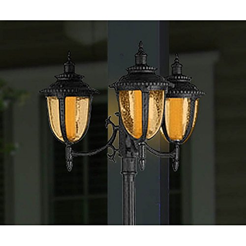 Sun-Ray 312010 Hannah 3-Head Solar LED Lamp Post & Planter, Dual Amber/White Light Switch, Batteries Included, 7', Black - Thumbnail 7