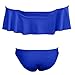 JIANLANPTT Pretty Sexy Bandeau Ruffled Bikini Women Flounce Strapless Swimsuit Swimwear Bathing Suits Blue M(US2-4)