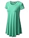 URBANCLEO Womens Round Neck Elong Tunic Top Mini T-Shirt Dress Mint XLarge