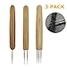 Squadare 3Pcs/Set(1Hook,2Hook,3Hook) 0.75mm Bamboo Dreadlock Crochet Hook Dreadlocks Crochet Needle Soft Touch Steel Double Crochet Hook for Dreads Tool