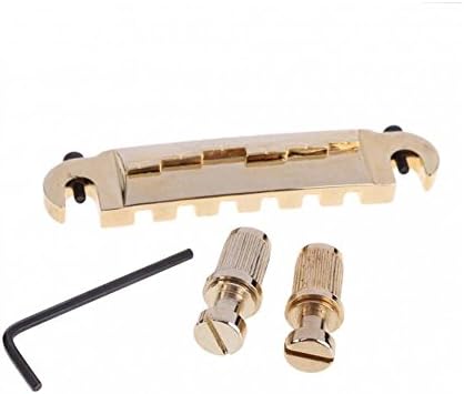 DJ Electron Guitar Parts WRAP AROUND - Bridge Tailpiece - Les Paul LP JR - BLACK GOLD CHROME