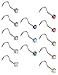 MoBody 12PCS Nose Screw Stud Set 20G Surgical Stainless Steel 2mm Cubic Zirconia Crystal Value Pack