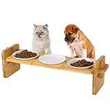 petacc Elevated Dog Cat Bowls Raised Pet Bowls for Cats and Dogs, Dog Cat Food and Water Bowls Stand Feeder with 3 Melamine Bowls, 2 Usage Ways