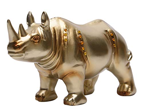 BRASSTAR Handmade Resin Rhinoceros Statue Collectible Figurine Home Office Decor Rhino Sculpture Wildlife Gift PTZD043
