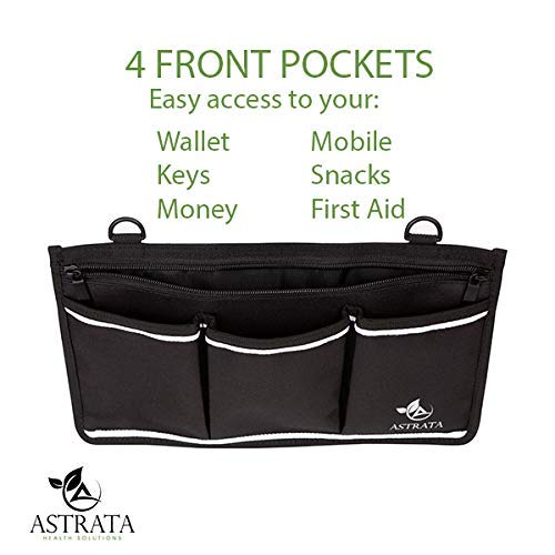 Larger Wheelchair Side Bag - Arm Rest Pouch - Wheel Chair Accessories Organizers - Fits Walkers, Rollators, Scooters (Larger Sized Black)