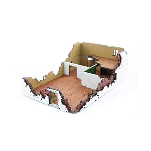 War World Gaming World at War Zerstörtes Haus 1 aus MDF 15mm Maßstab - WW1 WW2 Wargame Gelände Geländebau Gebäude…