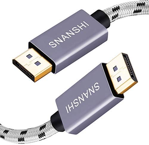 DisplayPort Cable 2m, SNANSHI 4K DP to DP Cable Nylon Braided -(4K@60Hz, 1440p@144Hz) Display Port Cable Ultra High Speed DisplayPort to DisplayPort Cable for Laptop PC TV -Grey