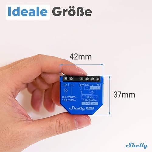 1 Gen3 - WLAN & Matter Smart-Schalter-Relais mit Potentialfreie Kontakte, 1 Kanal 16A, Lichtschalter, Garagentoröffner, Smart Home, Zeitschaltuhr, Alexa, Google, Kein Hub Erforderlich (2 Stück)