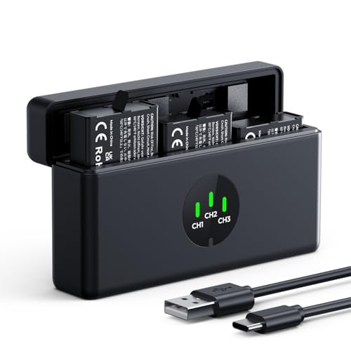 K&F Concept 3-Pack Action 6 Battery with Upgraded OSMO Action 5 Pro Battery Charger Compatible with DJI OSMO Action 6, Action 5 Pro, Action 4, Action 3, OSMO 360 Cameras