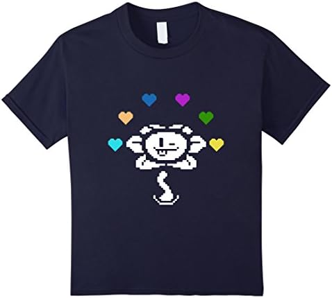 Kids Flowey Character RPG Retro 8-Bit Pixel T-Shirt 12 Navy
