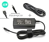 45W USB-C Adapter Charger Power Supply for HP Spectre x360 13 HP Pavillion X2; Lenovo Thinkpad X1 Tablet Yoga 910 720 13" 80VF002JUS IBM Yoga 5; ASUS ZenBook 3 UX390-90 Degree Plug