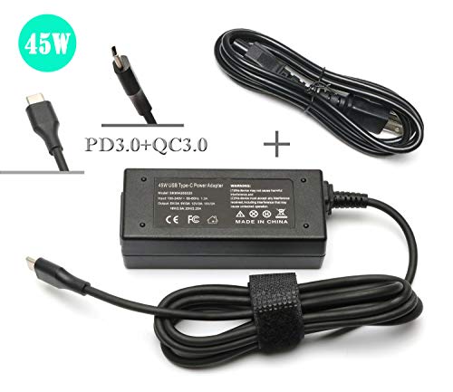 45W USB-C Adapter Charger Power Supply for HP Spectre x360 13 HP Pavillion X2; Lenovo Thinkpad X1 Tablet Yoga 910 720 13" 80VF002JUS IBM Yoga 5; ASUS ZenBook 3 UX390-90 Degree Plug