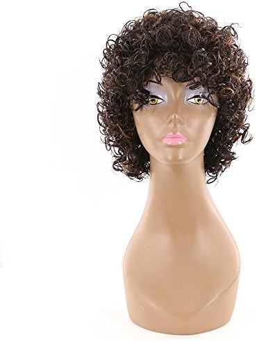 KEMY HAIR FASHION Short Curly Human Hair Wigs Afro Kinky Curly Africa America Women Wigs Daily Full Brazilian Wigs For Black Women Natural Looking Soft Hair (F1B/30)