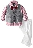 Nautica Baby-Boys Newborn Linen Twill Vest Set, Red, 3-6 Months