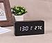 PrettyMakeUp SWEET-108 Digital Clock, Modern Simplicity Wooden Alarm with Time Temperature and Voice Control