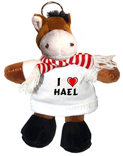 Horse Plush Keychain with I Love Hael (first name/surname/nickname)