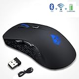 Bluetooth 4.0 and 2.4 GHz Dual Mode Rechargeable Mouse,Wireless Mouse Work on Two Devices for Laptop/Tablet/PC/MAC/Android/Windows 10/Microsoft/Smart TV,3 Adjustable DPI, 6 Buttons