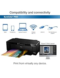Impresora inalámbrica de inyección de tinta a color Stylus Photo R2000 Epson, de formato ancho (C11CB35201), Negro