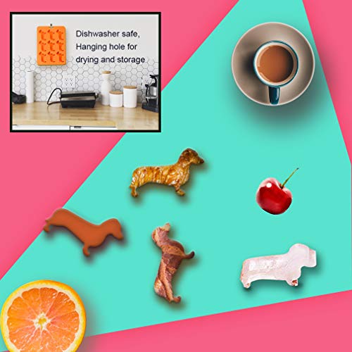 Dachshund Silicone Ice Cube Trays BPA Free 3 Pack,Easy-Release and Stackable 9-Ice Molds Flexible Ice Tray Weiner Dog Shape for Ice Cube Chocolate Baby Food Making (3 pack)