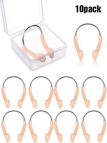 Pelopy 10 Pieces Silicone Nose Plugs Swimming Nose Clips Training Swimmer Protector with Steel for Adults Competition Using(Adult Size)