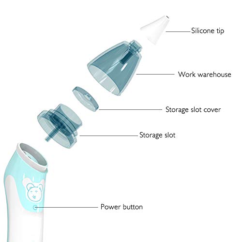 OOCOME Baby Nasal Aspirator-Safe Hygienic Nose Ear Cleaner,Electric Silicone Earwax Removal Tool for Newborns and Infants,Include 2 Sizes of Nose Tip,1 Ear Tip,1 Tweezer,10 Tweezer Tips(FDA Certified)