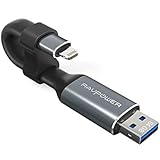 iPhone iPad Flash Drive USB 3.0 64GB with Charging Support, RAVPower Jump Thumb Pen Drive Memory Stick Expansion External Storage for iOS, Instant Backup, U-shaped Rubber Clip [Upgraded]