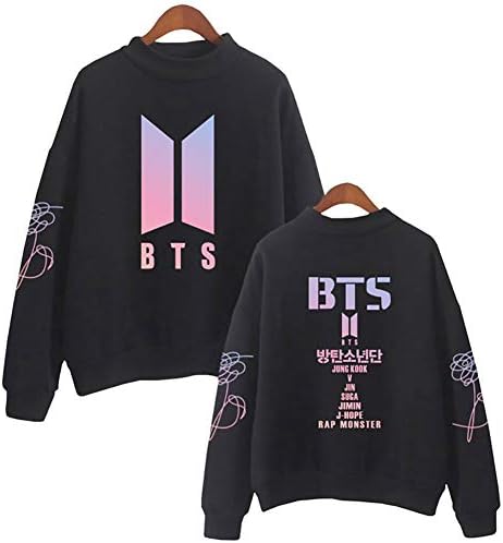 Fancyku Kpop BTS Bangtan Boys Unisex Sweatshirt Round High Neck Pullover Sweatshirts Casual BTS Printed Hoodie Suga Jin Jimin J-Hope Jacket