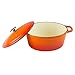 Zelancio Cookware 6-Quart Enameled Cast Iron Oval Dutch Oven Cooking Dish with Skillet Lid, Tangerine Orange
