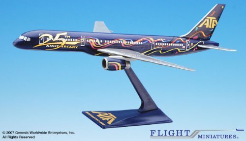 Flight MiniaturesATA American Trans Air 25th Anniversary Boeing 757-200 1:200 Scale - Plastic Snap-Fit Model Airplane - Collectible Replica of ATA Airlines Aircraft - Part# ABO-75720H-503
